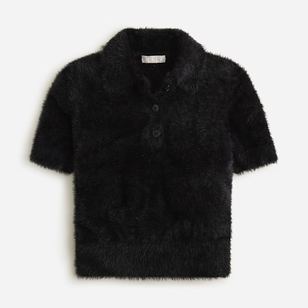 J Crew Short Sleeve Sweater Polo in Brushed Yarn NWT